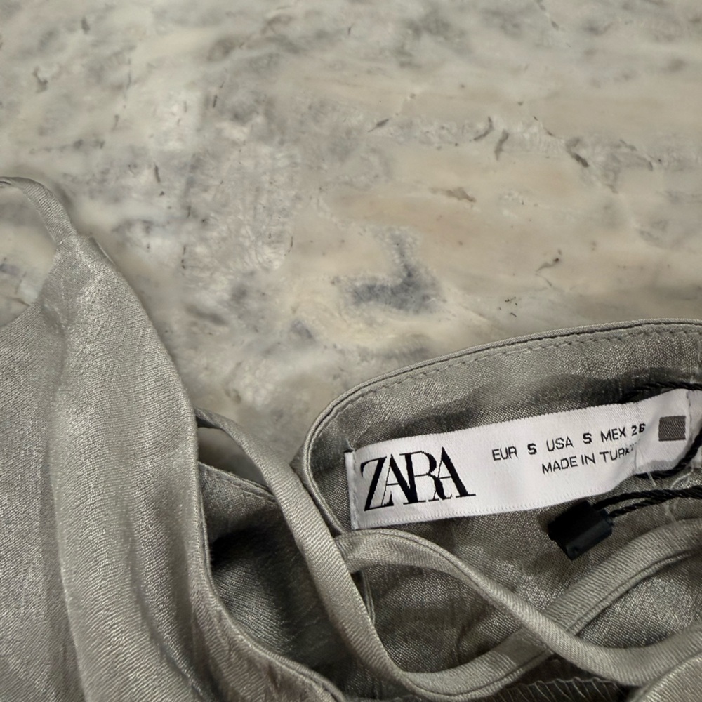 Zara Gray/ silver Ruched Mini Dress - Picture 2 of 4